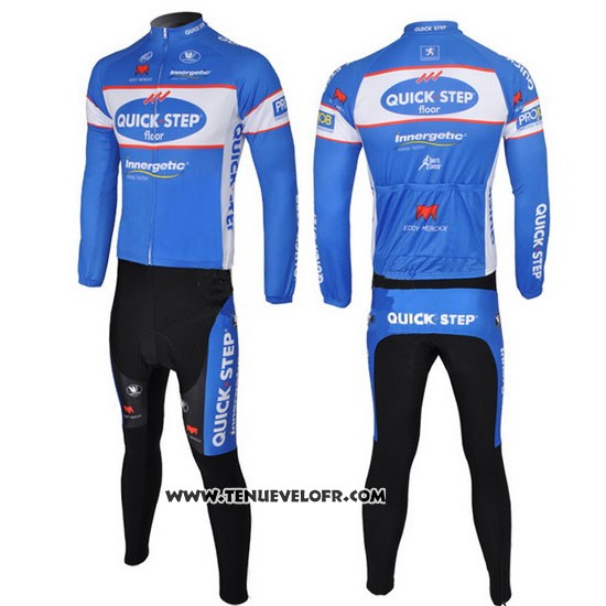 2010 Maillot Ciclismo Quick Step Floor Azur Manches Longues et Cuissard